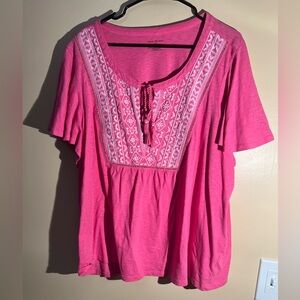 Women’s Lane Bryant Plus Size Bright Pint Short Sleeve Blouse Size 22/24